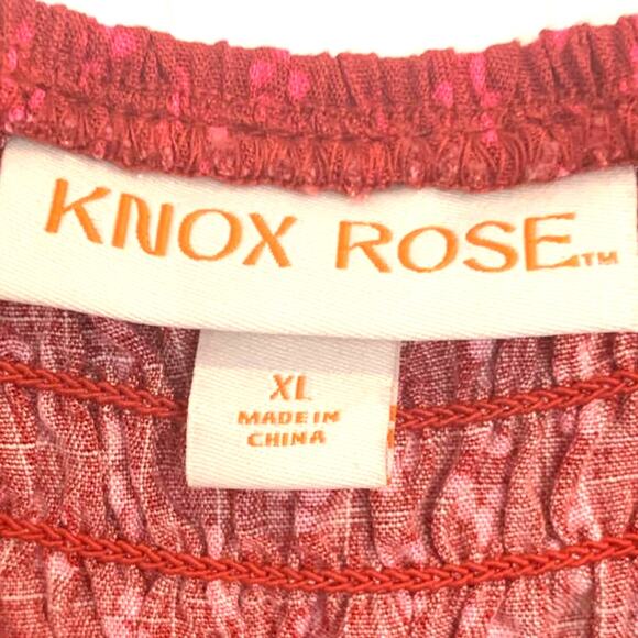 Knox Rose Jumpsuit XL Red Long Smocked Back Ditzy Print Prairie Boho Cottage - Picture 3 of 10